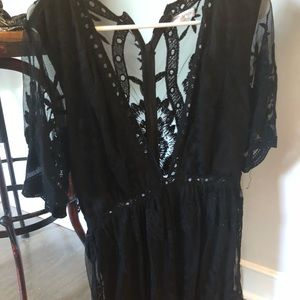 Black Shorts Lace Romper